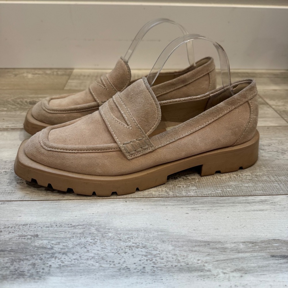 Dolce Vita Elias Flats Dunes Suede Loafers Old Money Women 8.5 Tan Penny Shoes - Picture 2 of 11